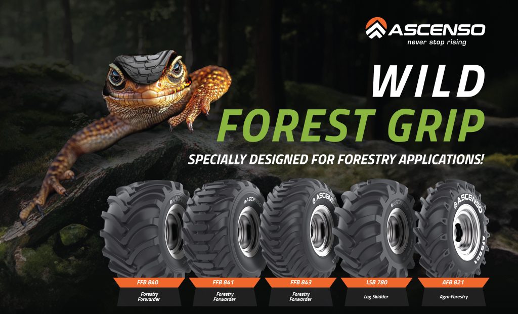 Ascenso lancia pneumatici ad alte prestazioni per macchine forwarder e harvester forestali