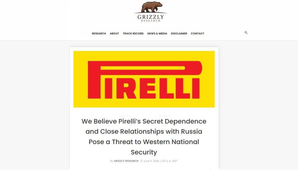 Un report di Grizzly Research attacca Pirelli sulla Russia, la ferma replica del gruppo: “Falso, pronte le azioni legali”